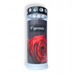 Nagrobna sveča Premium M5 z motivom Vrtnica - v spomin